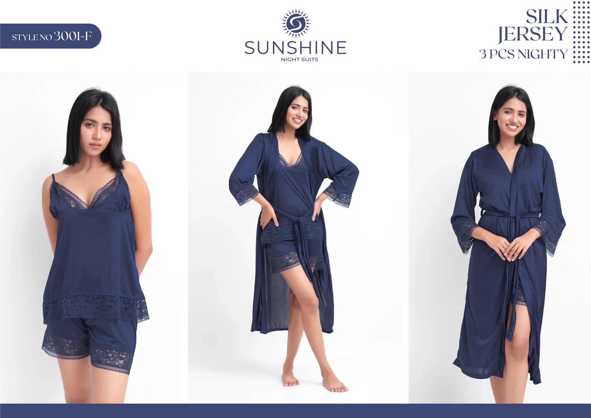 N-Blue Silk Nighty 3001-F Set For women In Pakistan. Shop Now