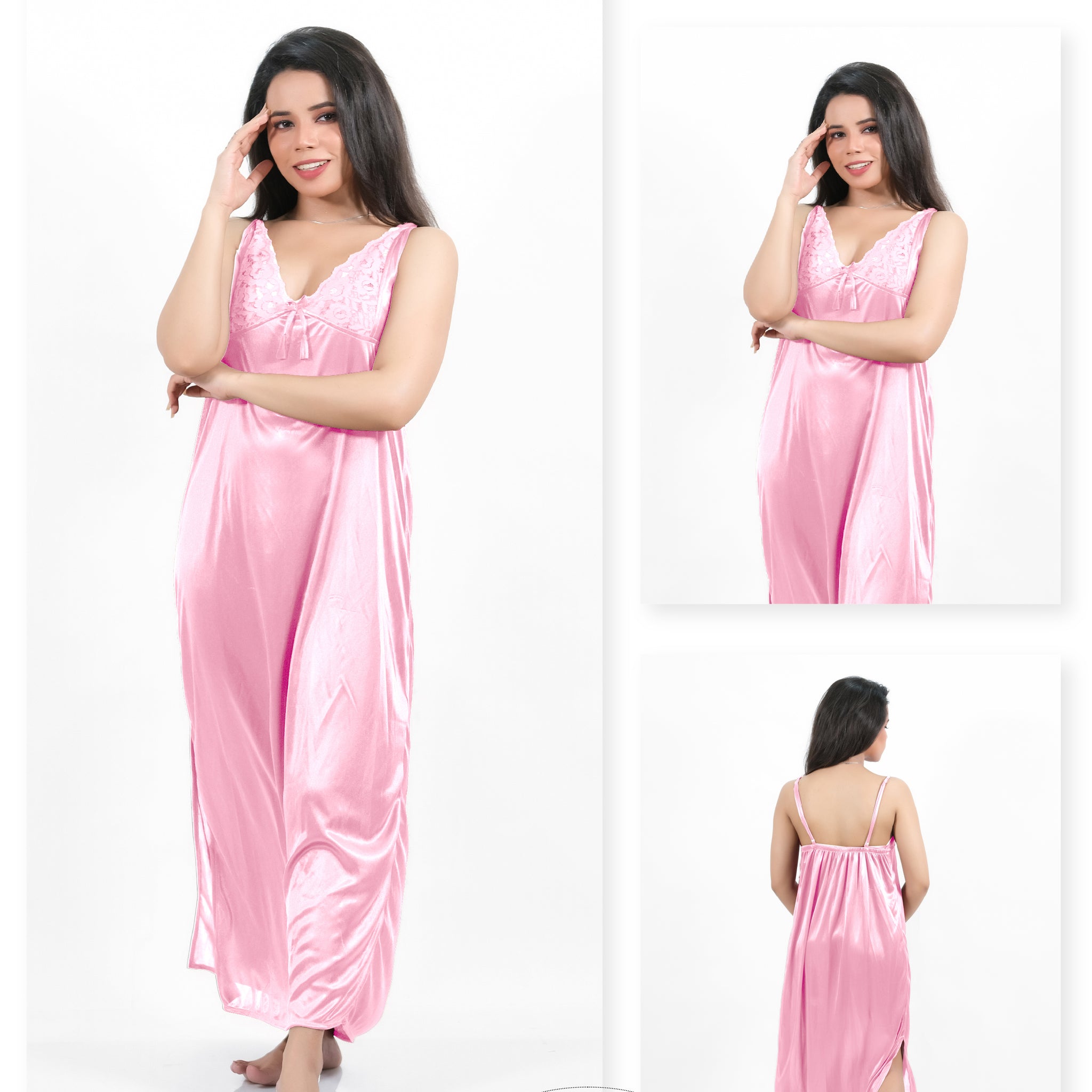 Pink 1Pc Bridal Nighty Set – 1000 – E