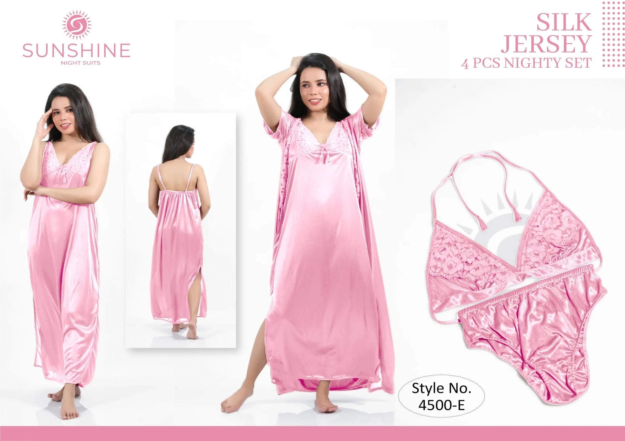 Pink Silk Nighty 4500-E Set For women In Pakistan. Shop Now