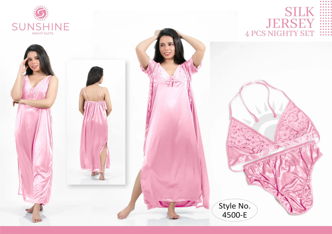 Pink Silk Nighty 4500-E Set For women In Pakistan. Shop Now