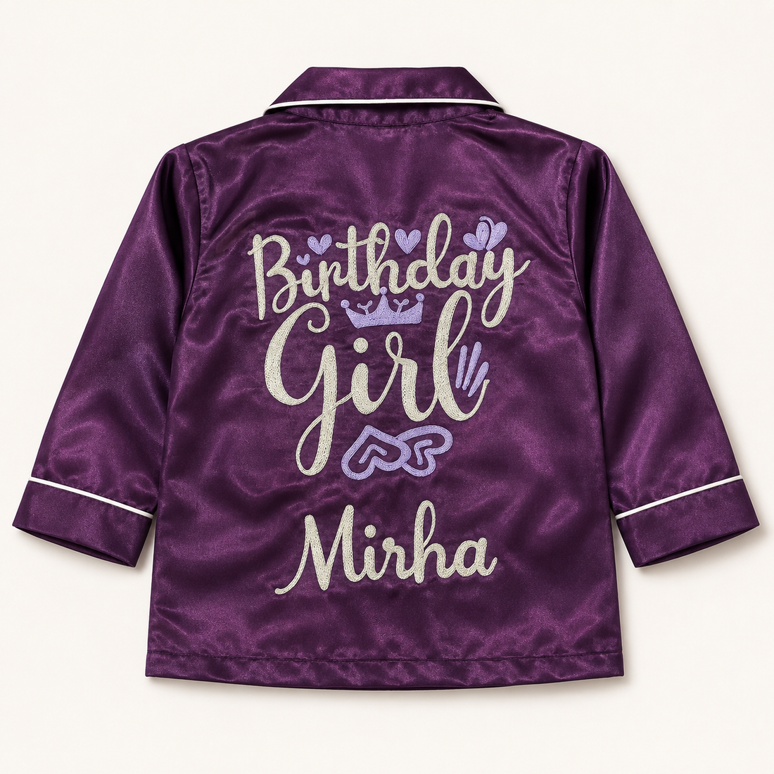 Birthday Girl Embroidered Silk Night Suit for Girls – BG01