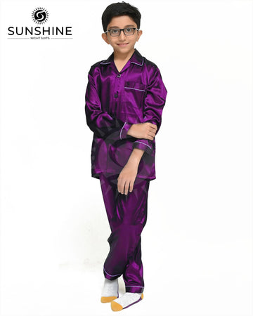 Purple Silk Nightwear For Boys