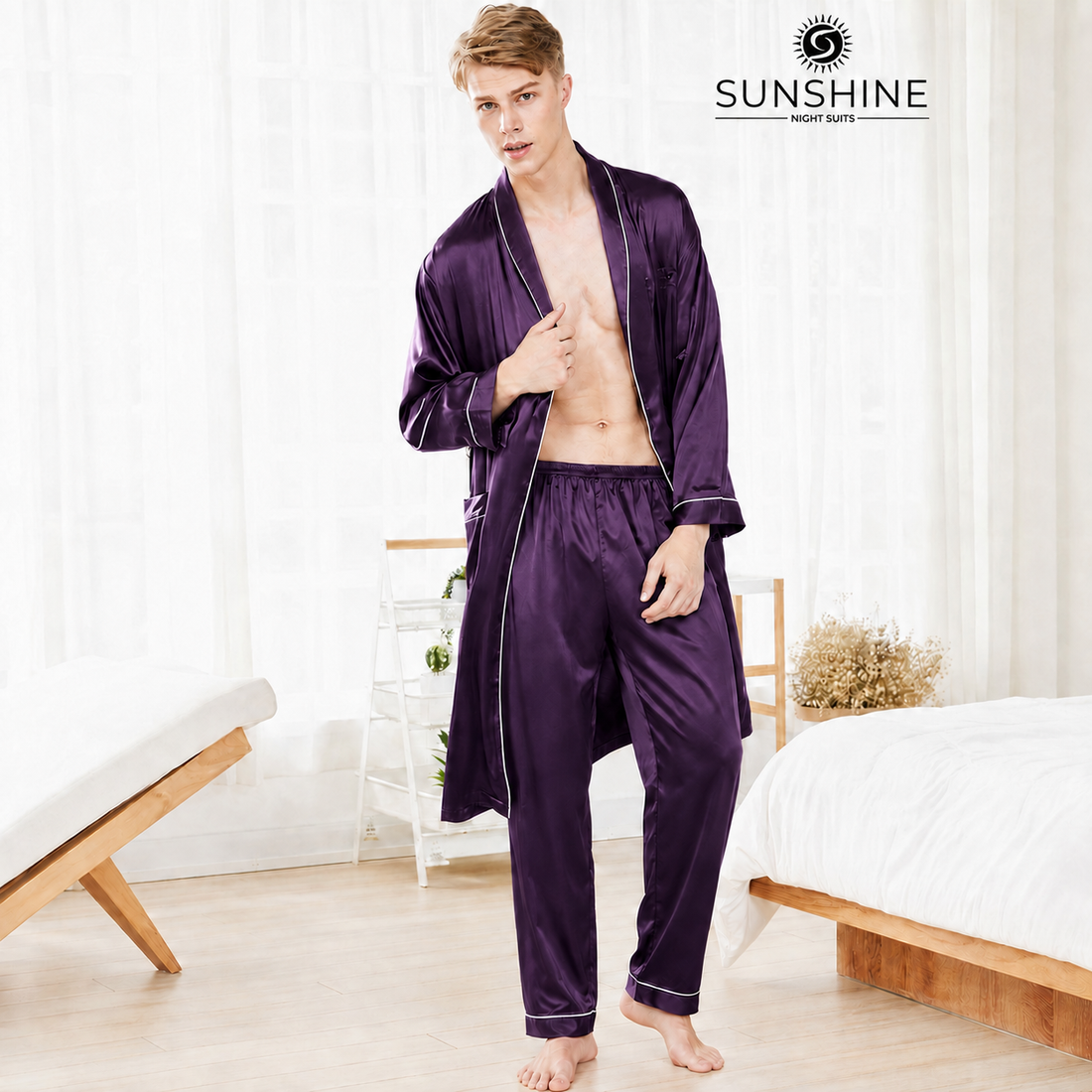 Purple Silk Gown for Men