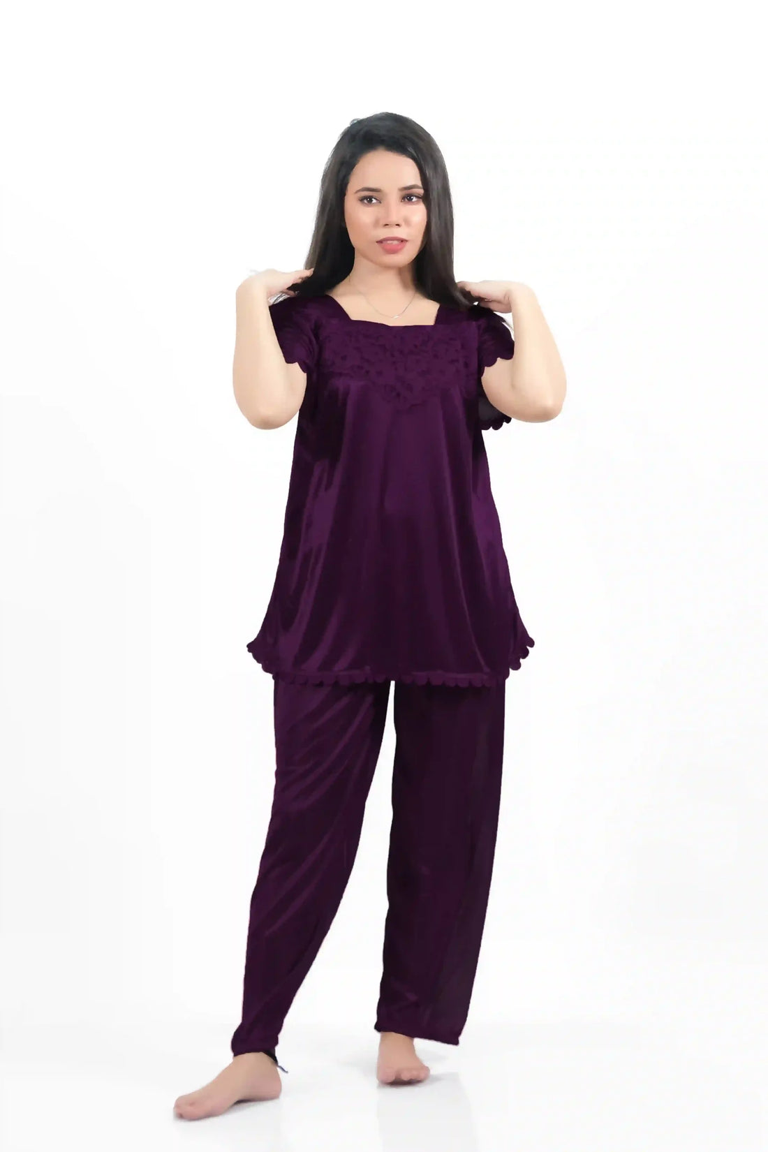 Purple Silk Jersey Pajama 2500-H. For Women in Pakistan - Easy wear, stylish design, ultimate comfort.