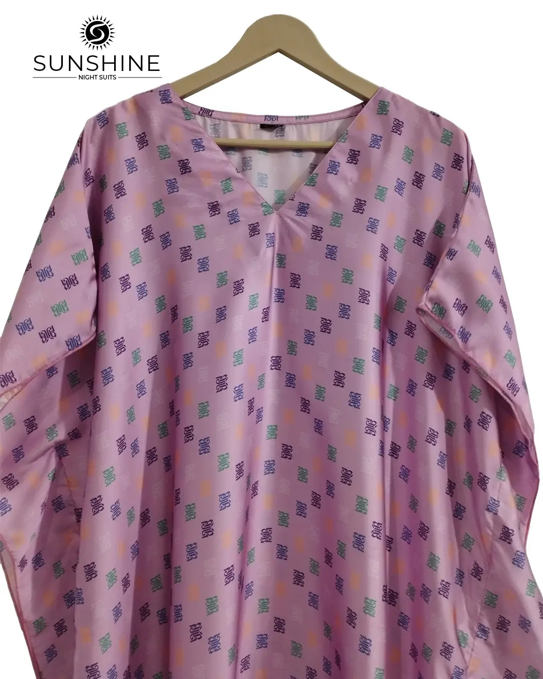 Purple Printed Silk Kaftan Nightdress