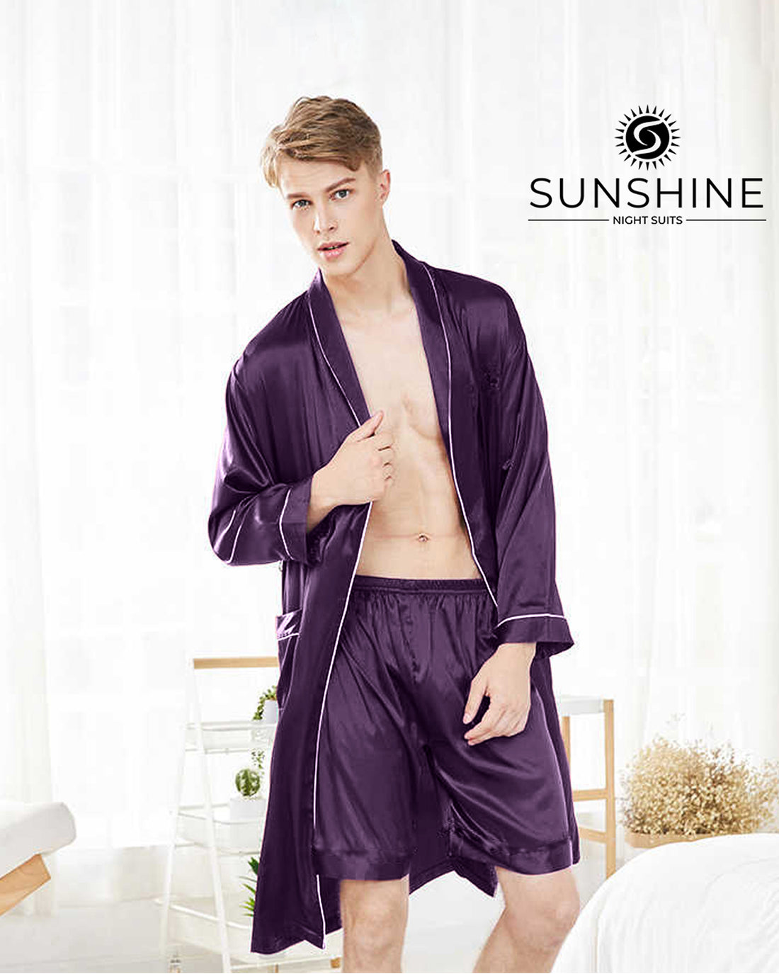 Purple Silk Gown for Men MSG-04. Elevate your style with sophistication. Shop Now