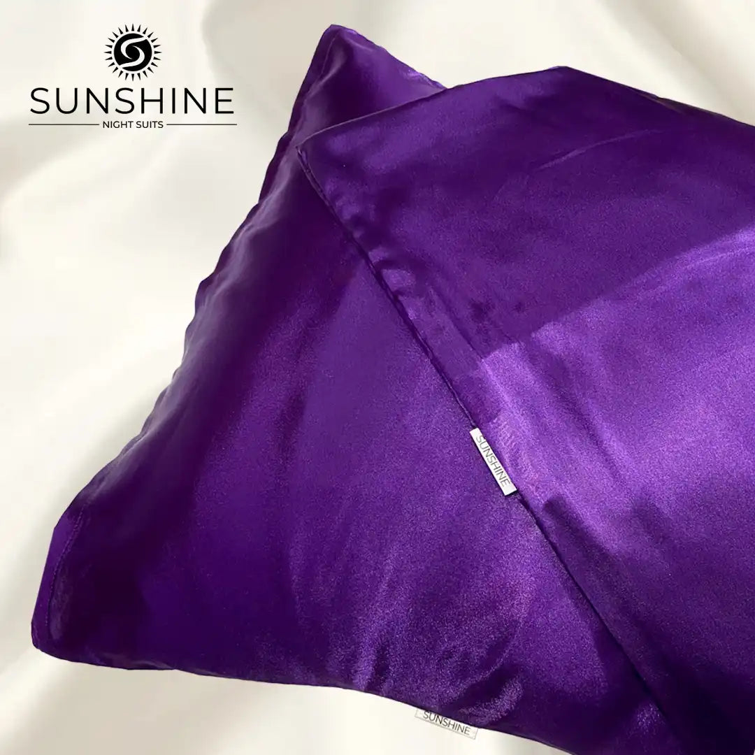 Luxurious Purple silk satin pillowcases with a glossy, elegant finish