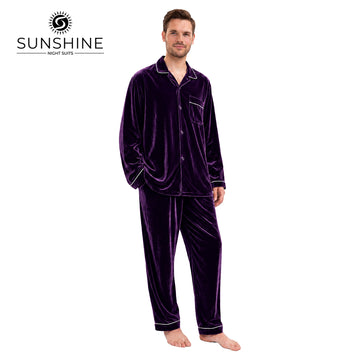 Purple Velvet Night Suit for Men
