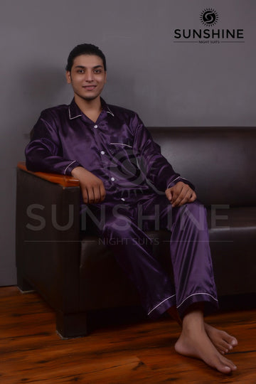 Purple Silk Nightdress For Men