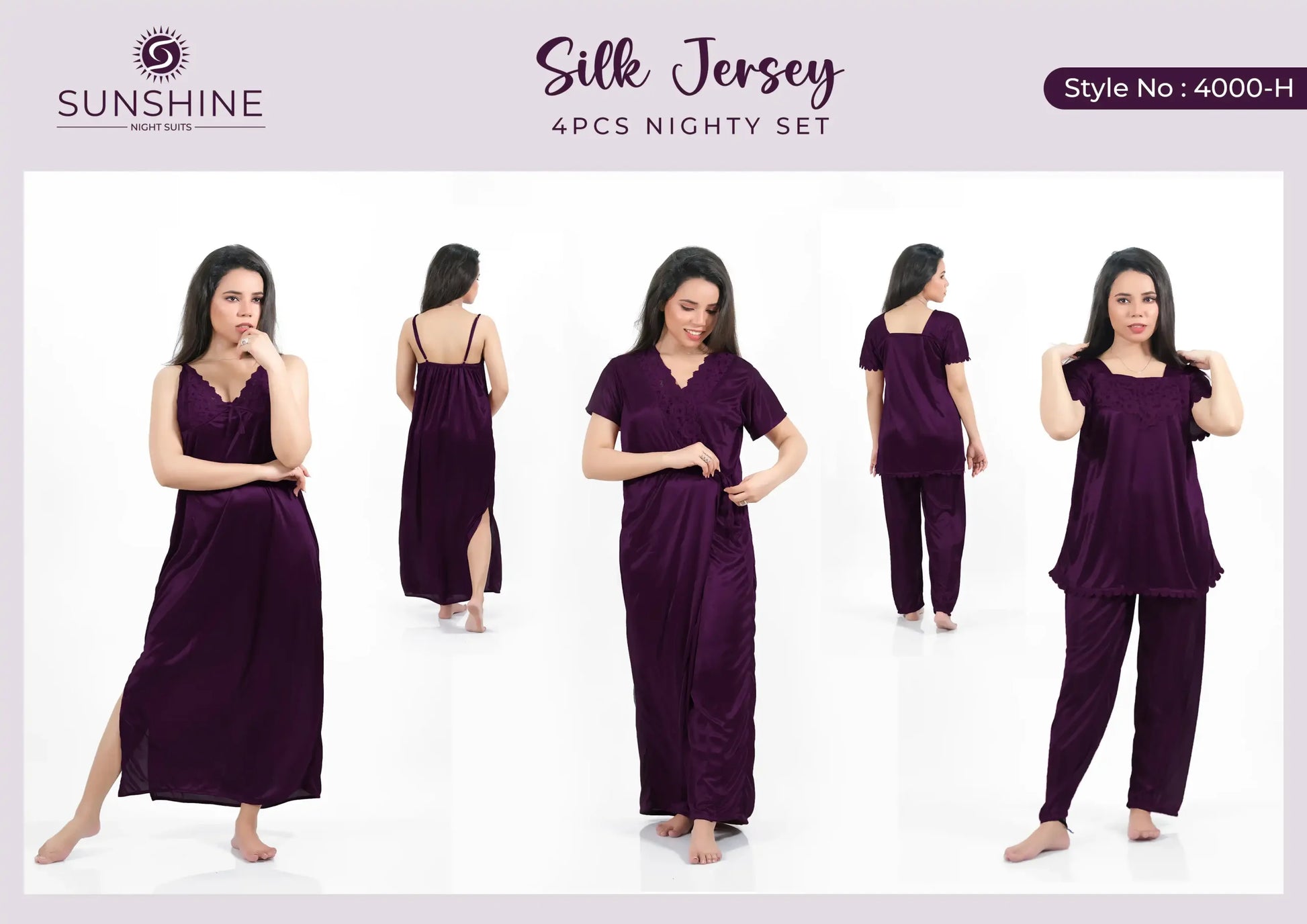 Purple Silk Nighty 4000-H Set For women In Pakistan. Shop Now