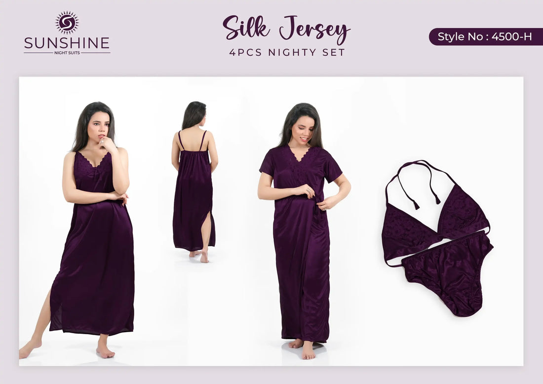 Purple Silk Nighty 4500-H Set For women In Pakistan. Shop Now