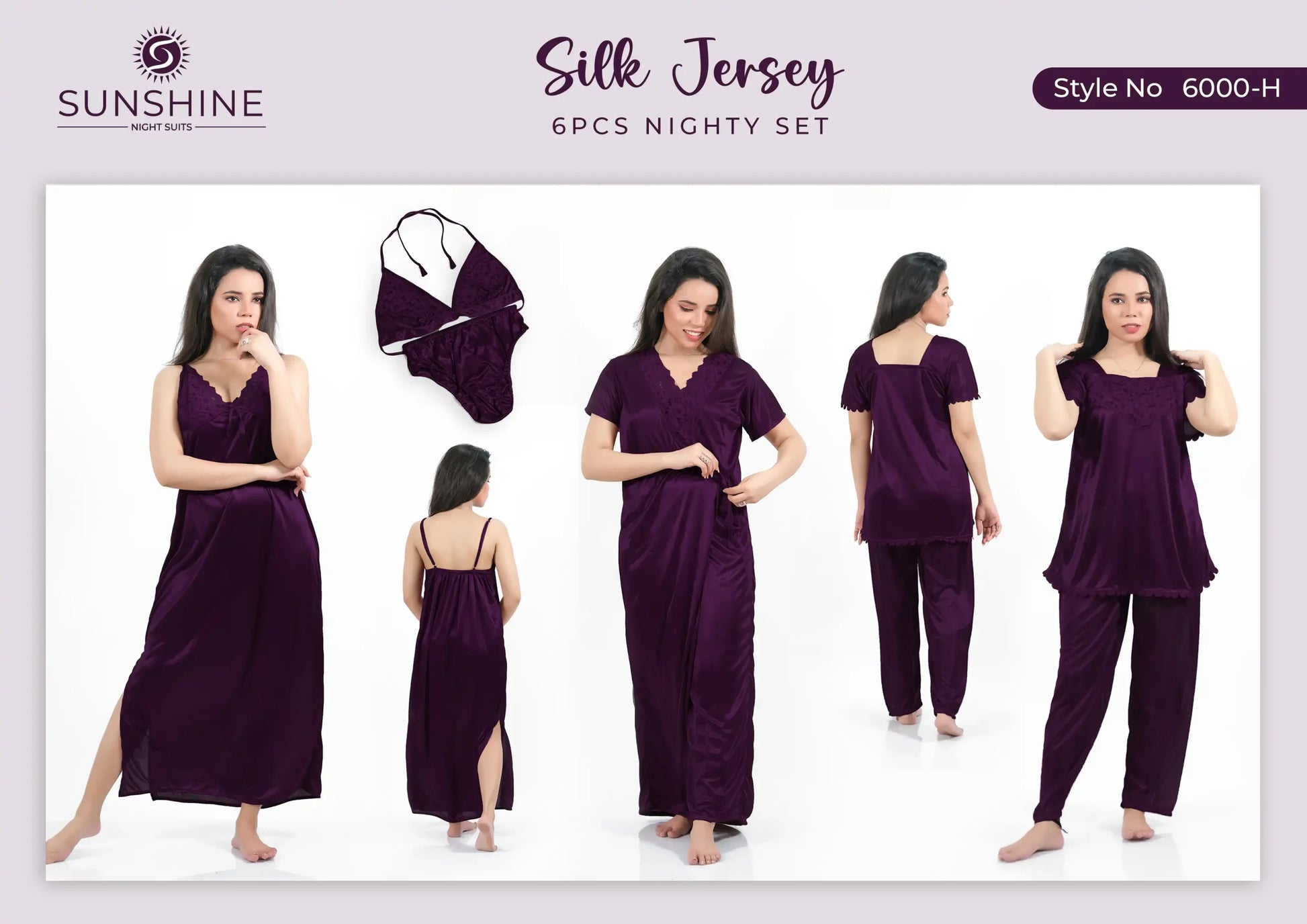 Purple Silk Nighty 6000-H Set For women In Pakistan. Shop Now