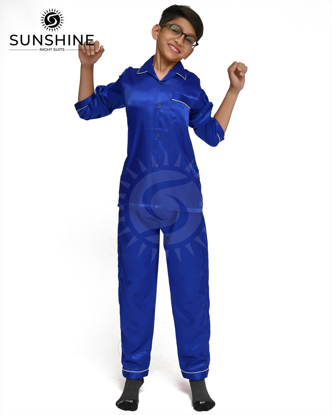 Royal Blue Silk Nightwear For Boys