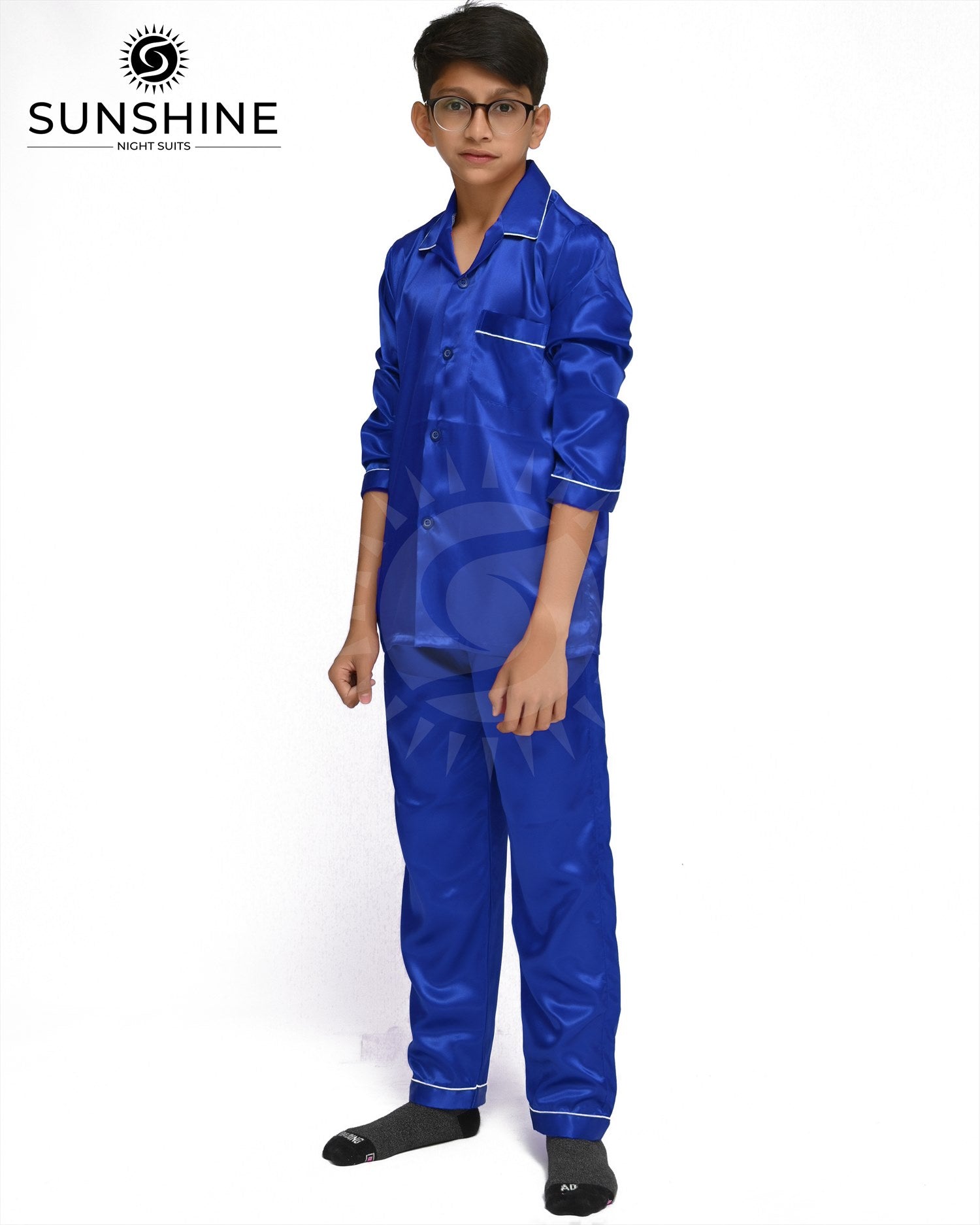 Royal Blue Silk Nightwear For Boys