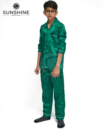 Sea Green Silk Nightwear For Boys