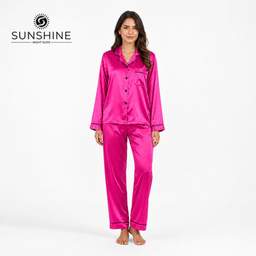 Shocking Pink Silk Pajamas For Women