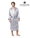 Silver Grey silk gown for men with shawl collar and two side pockets