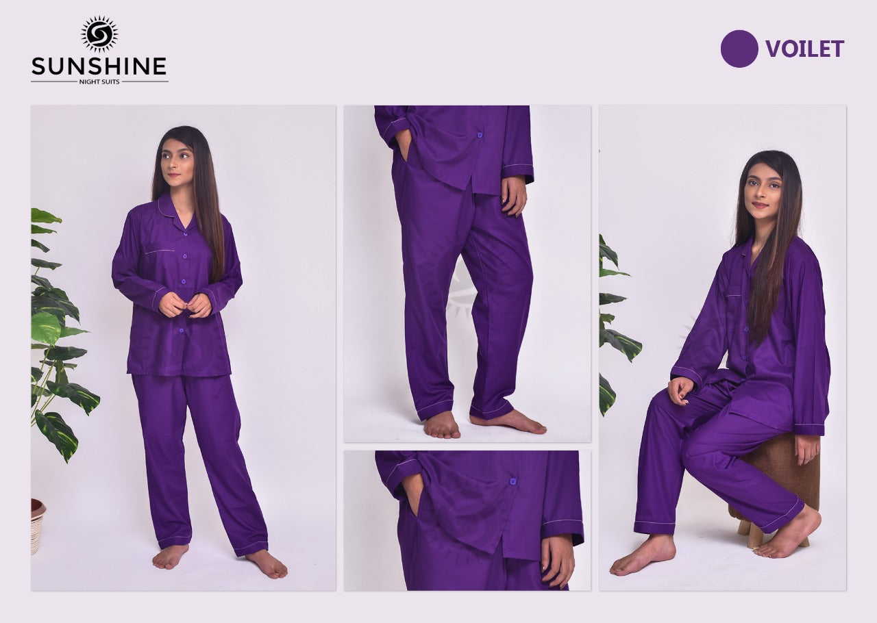 Violet Plain Night Dress for Ladies