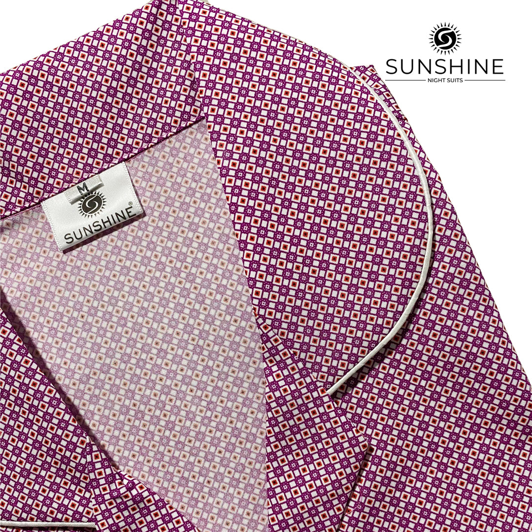 Pink Geometric Printed 100% Cotton Nightdress Ladies – WCN-05