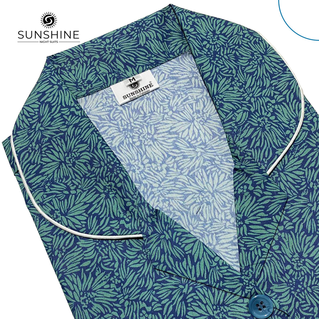 Green Leaf Printed 100% Cotton Nightdress Ladies – WCN-11