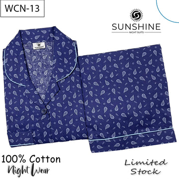 Indigo Blue Paisley Printed 100% Cotton Nightdress Ladies – WCN-13