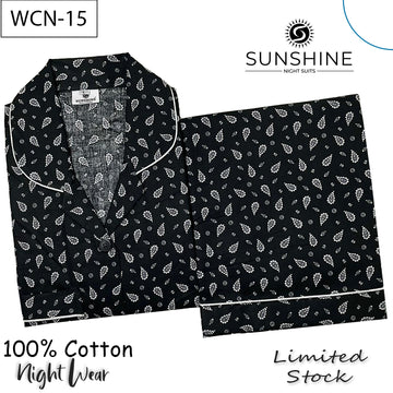 Black Paisley Printed 100% Cotton Nightdress Ladies – WCN-15