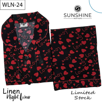 Black Red Love Printed Linen Nightdress – WLN-24