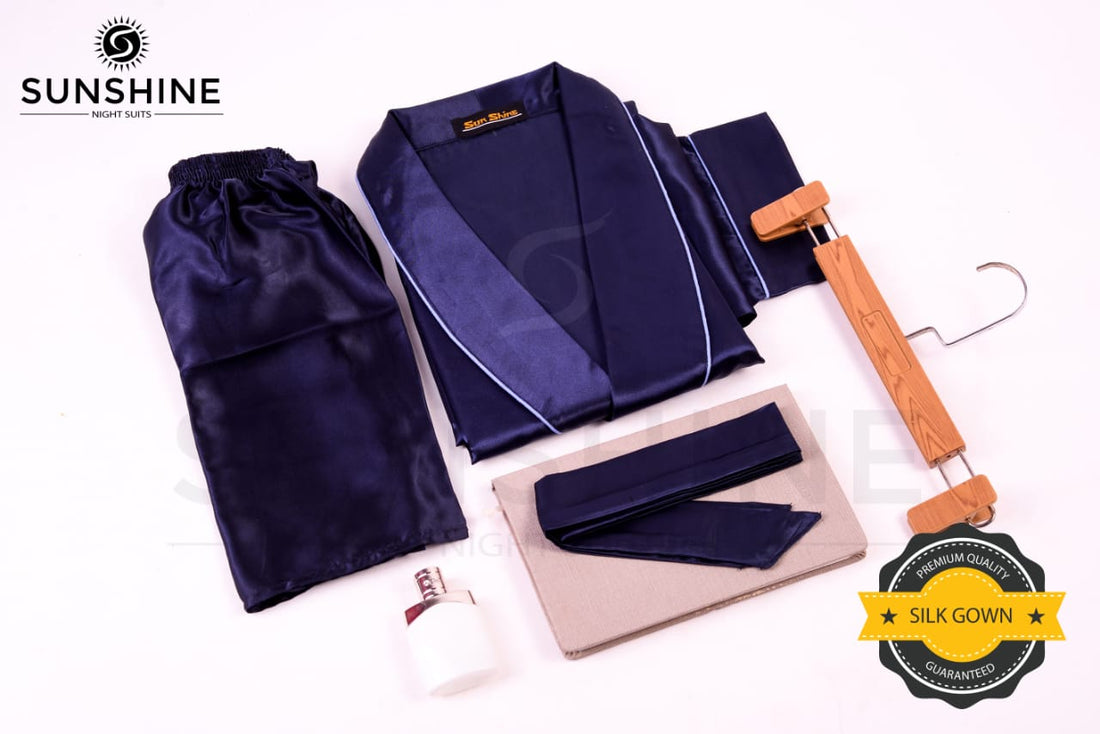 Navy Blue Silk Gown for Men MSG-03. Elevate your style with sophistication. Shop Now