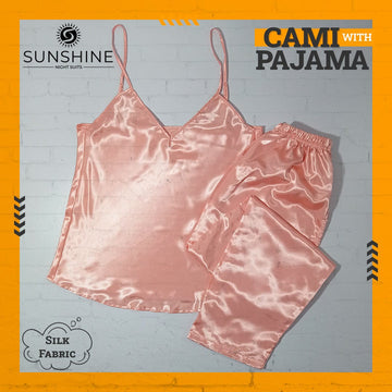 Silk Cami Pajama Set for Women | Peach