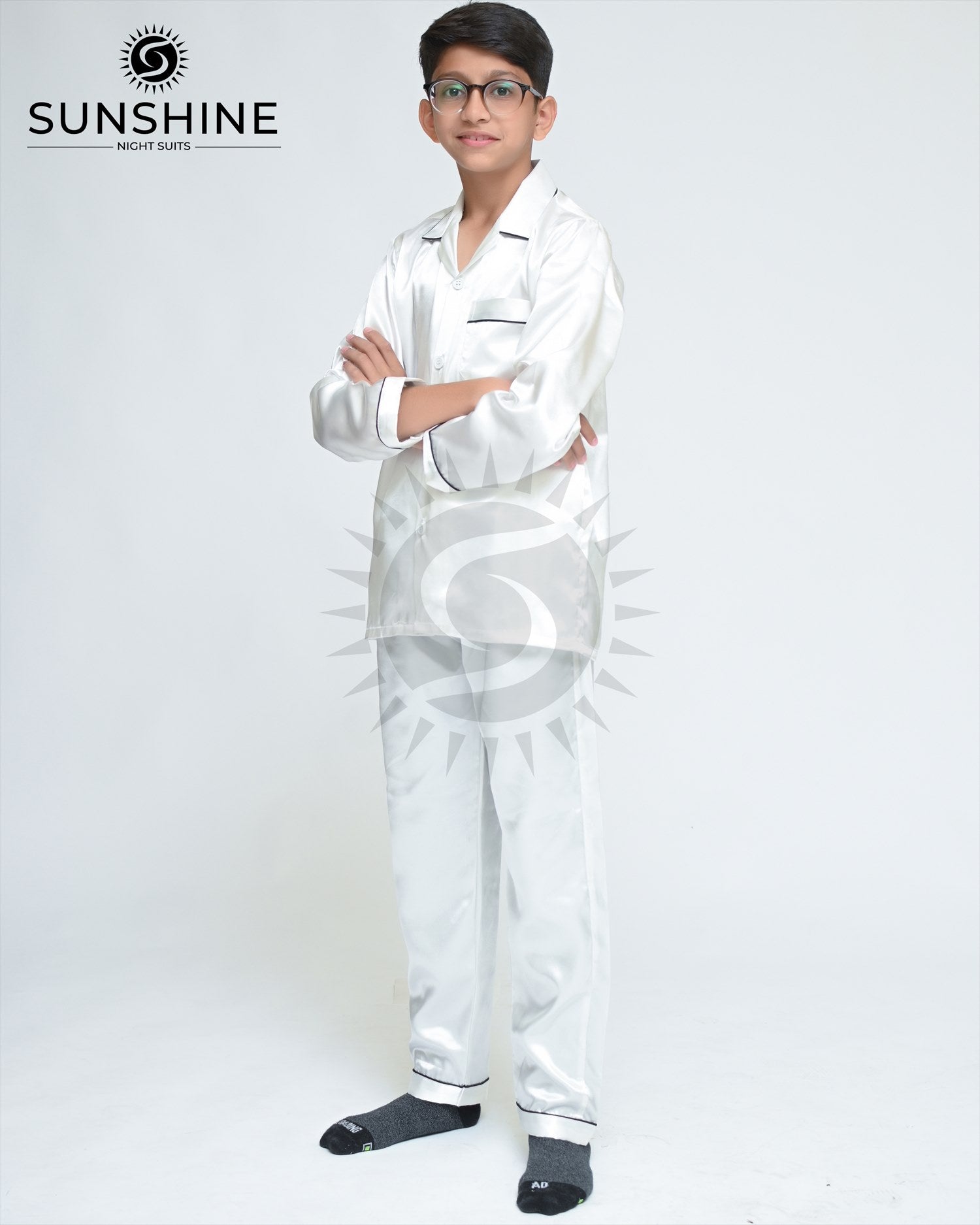 White Silk Nightwear For Boys