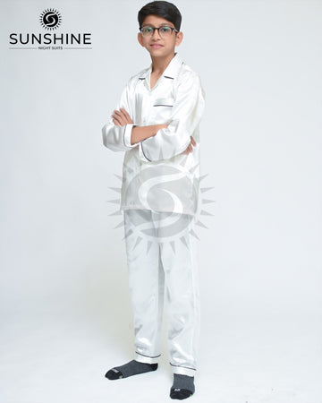 White Silk Nightwear For Boys