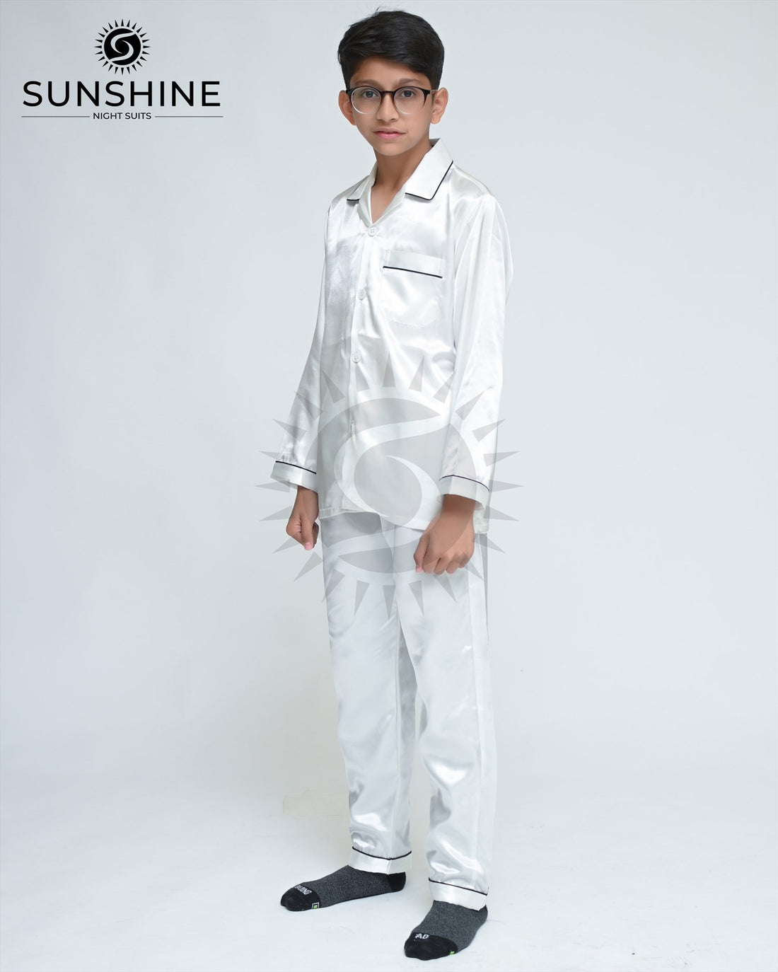 White Silk Nightwear For Boys