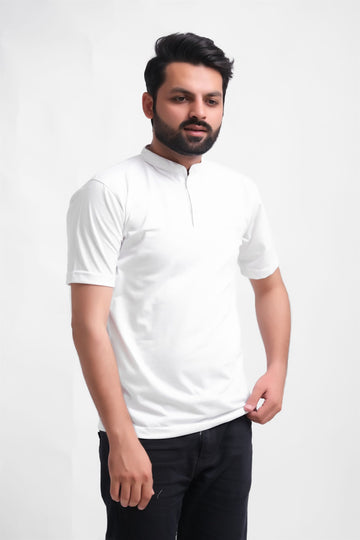 Henley T-Shirt Short Sleeves White