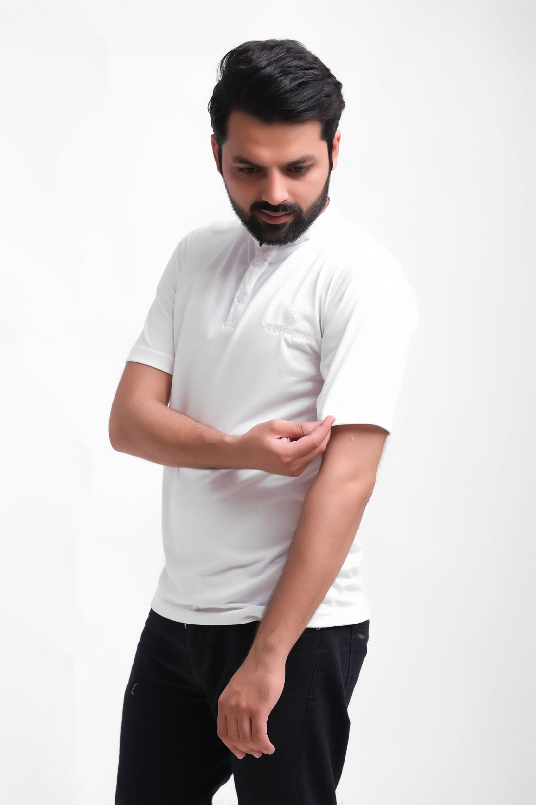 Henley T-Shirt Short Sleeves White