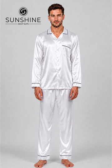 White Silk Nightdress For Men