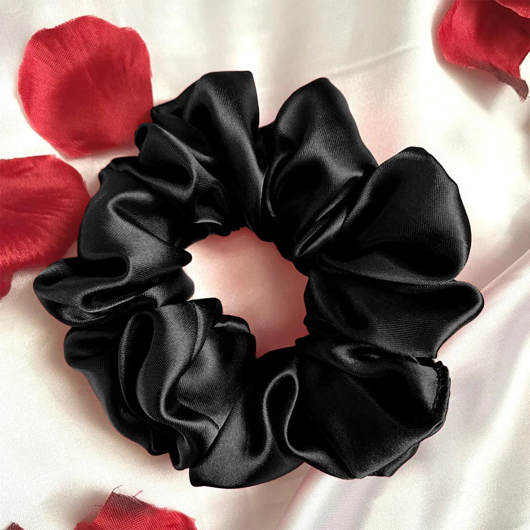 Black Silk Scrunchies in Pakistan - Elegant Hair Accessories