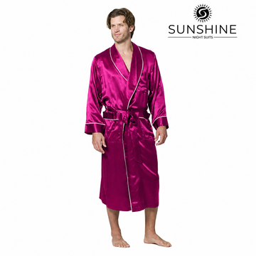 Magenta Silk Gown for Men