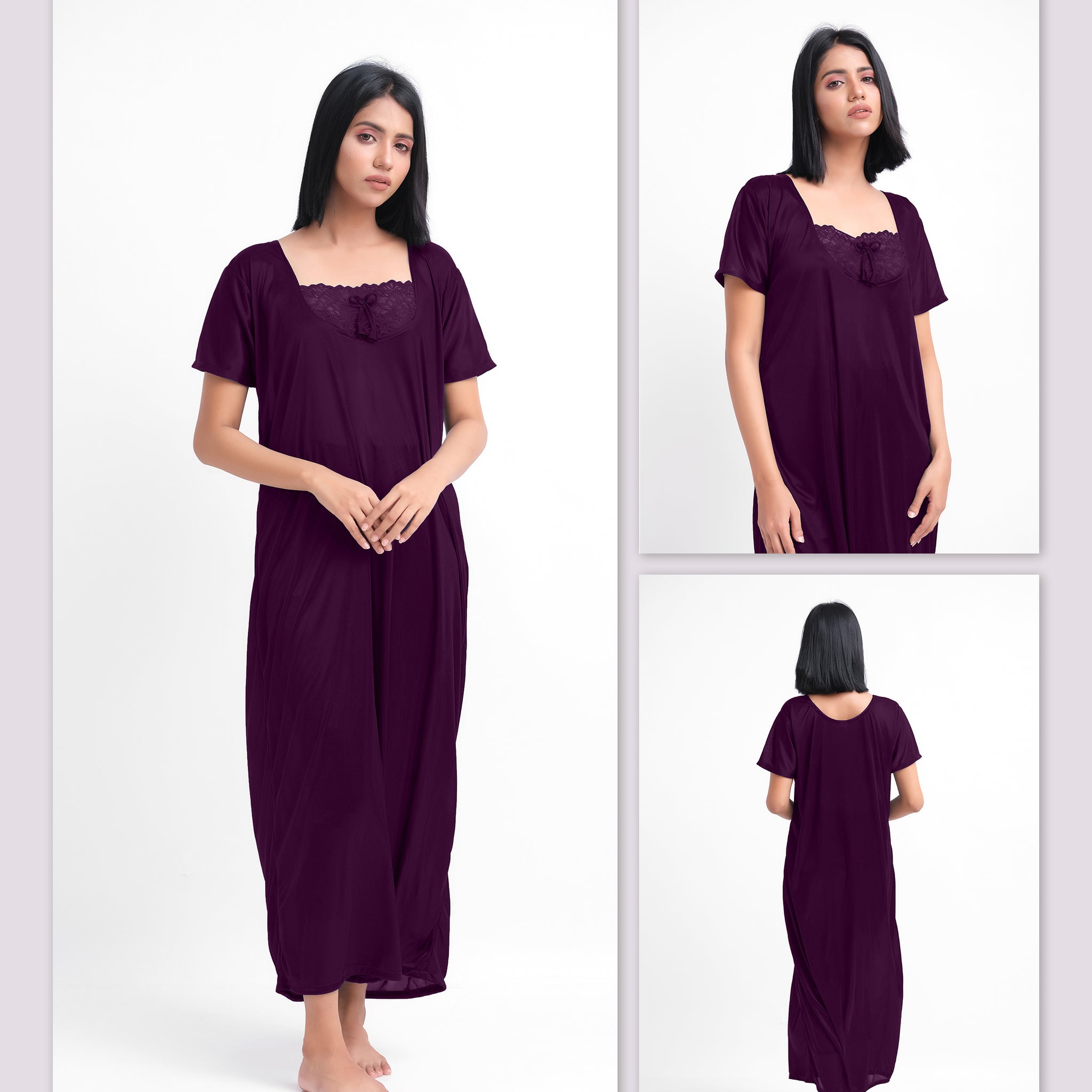 Purple Silk Nighty 1001-H