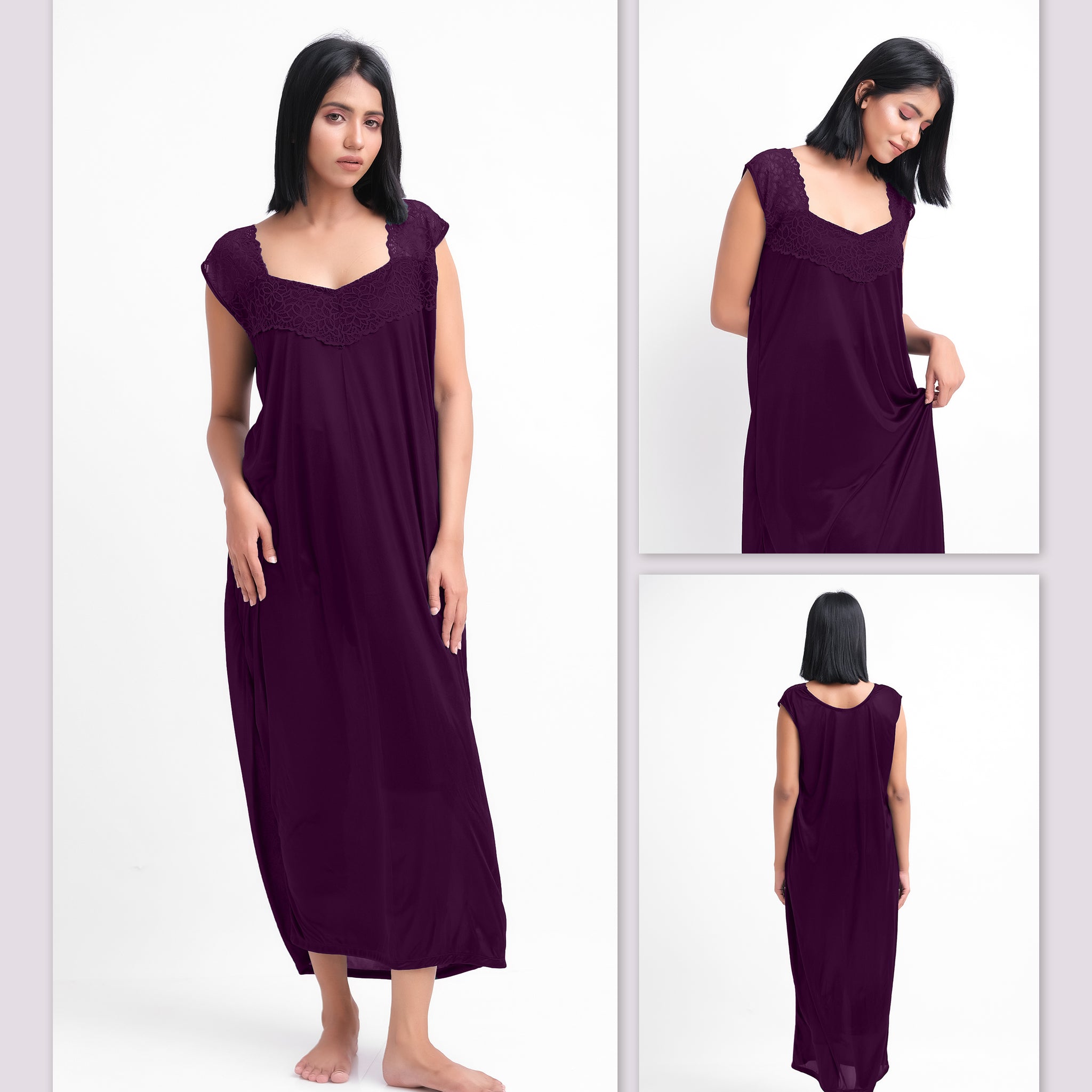 Purple Silk Nighty 1003-H