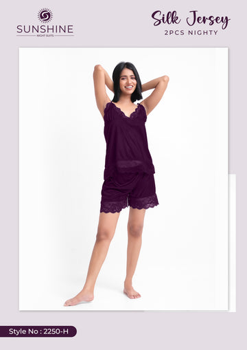 Purple Silk Jersey Cami Short 2250-H