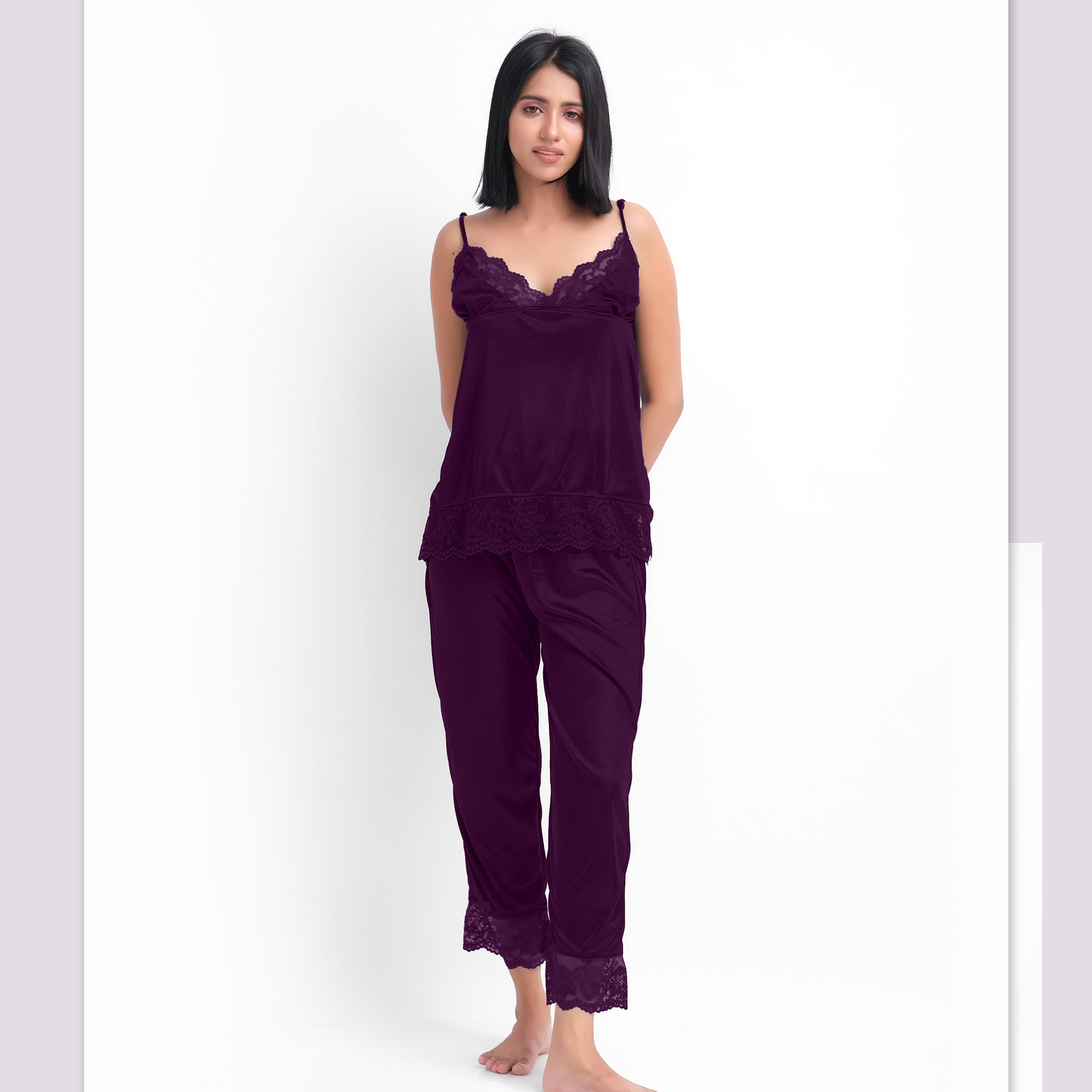 Purple Silk Jersey Cami Pajama Set 2300-H