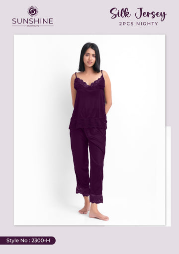 Purple Silk Jersey Cami Pajama Set 2300-H