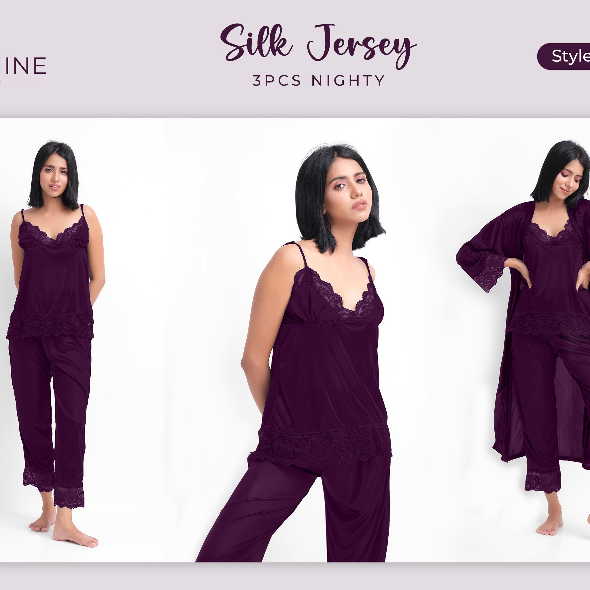 Purple Silk Nighty 3000-H