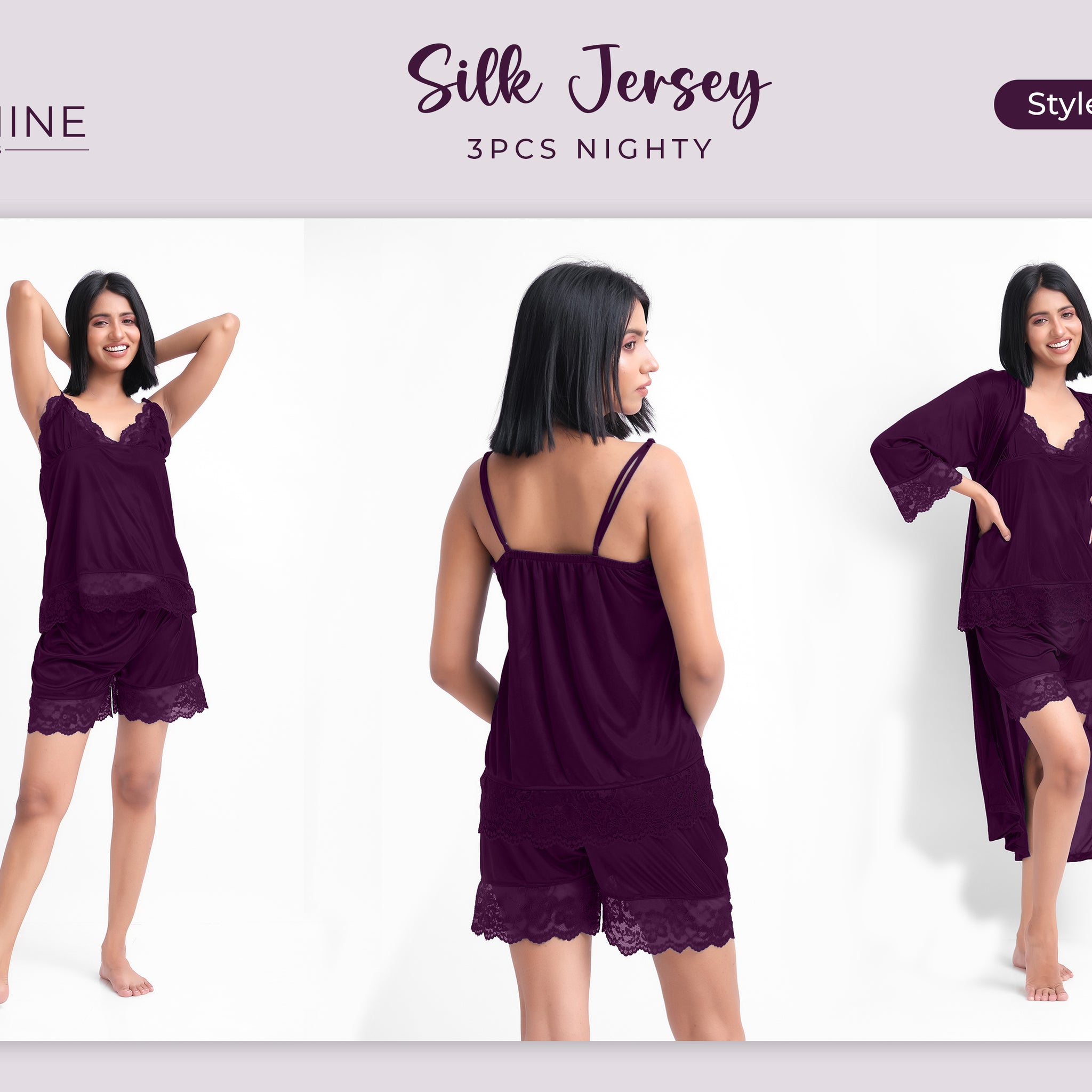 Purple Silk Nighty 3001-H