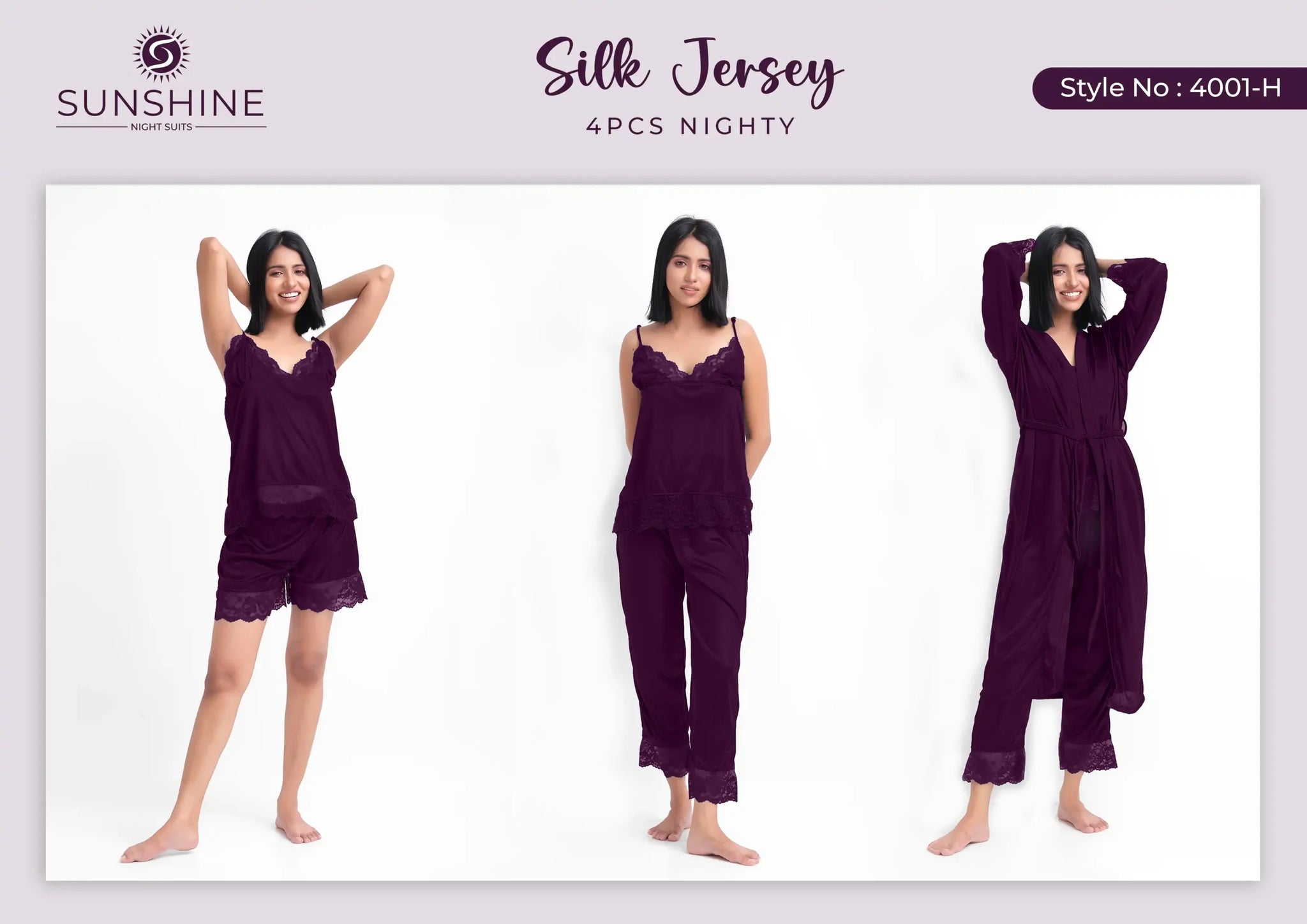 Purple Silk Nighty 4001-H Set For women In Pakistan. Shop Now