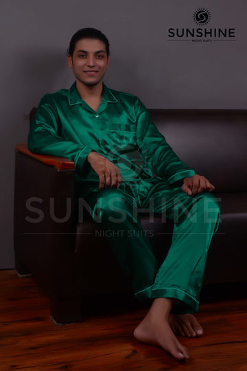 Sea Green Silk Nightdress For Men