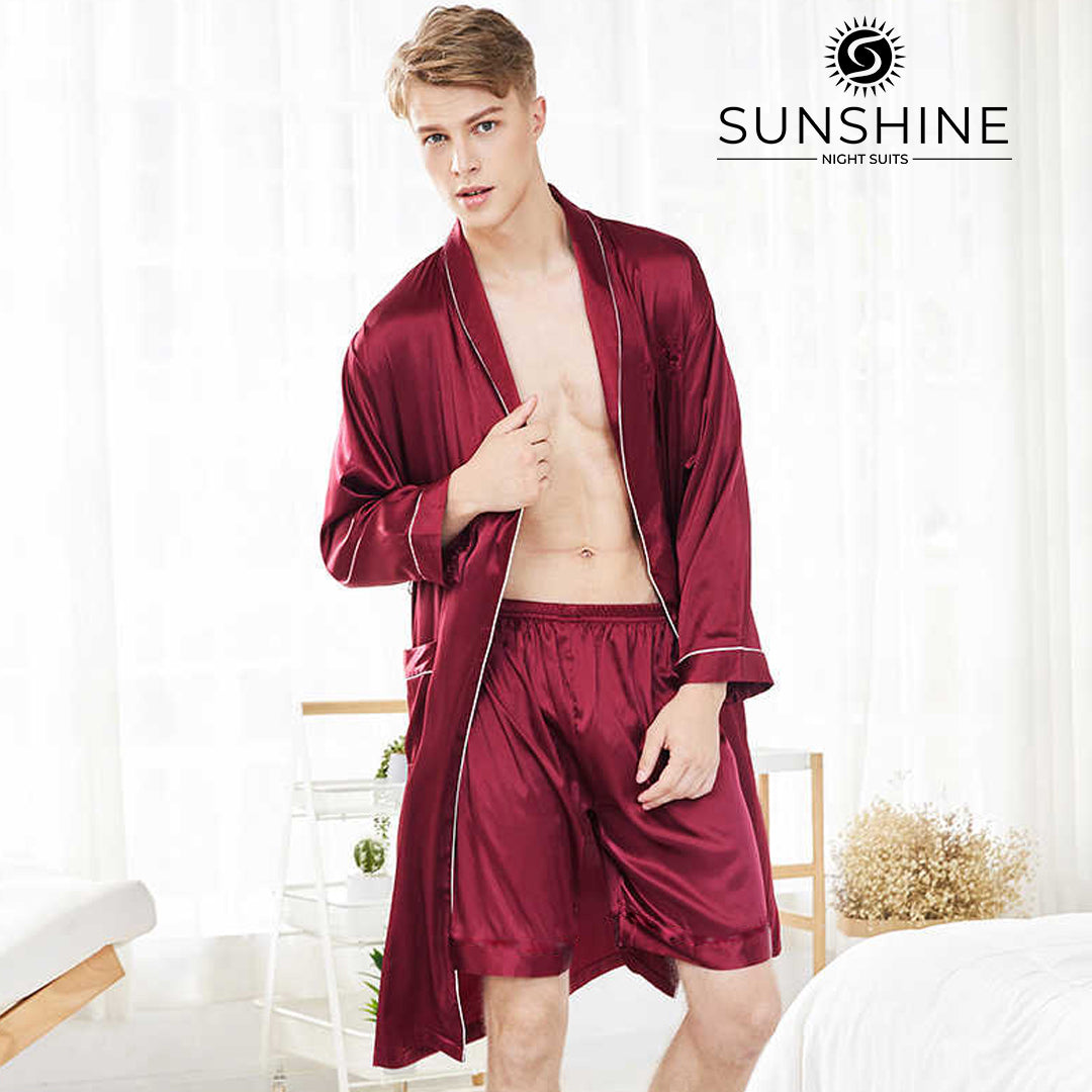 Maroon Silk Gown for Men MSG-05. Elevate your style with sophistication. Shop Now