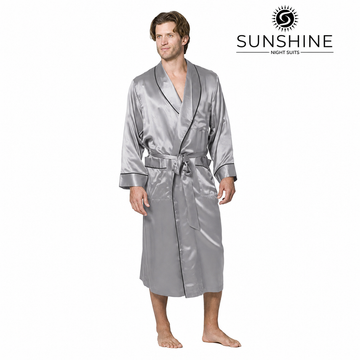 Silver Grey Silk Gown for Men