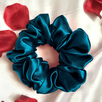 Teal Silk Scrunchies - Luxurious Hair Accessories for Women