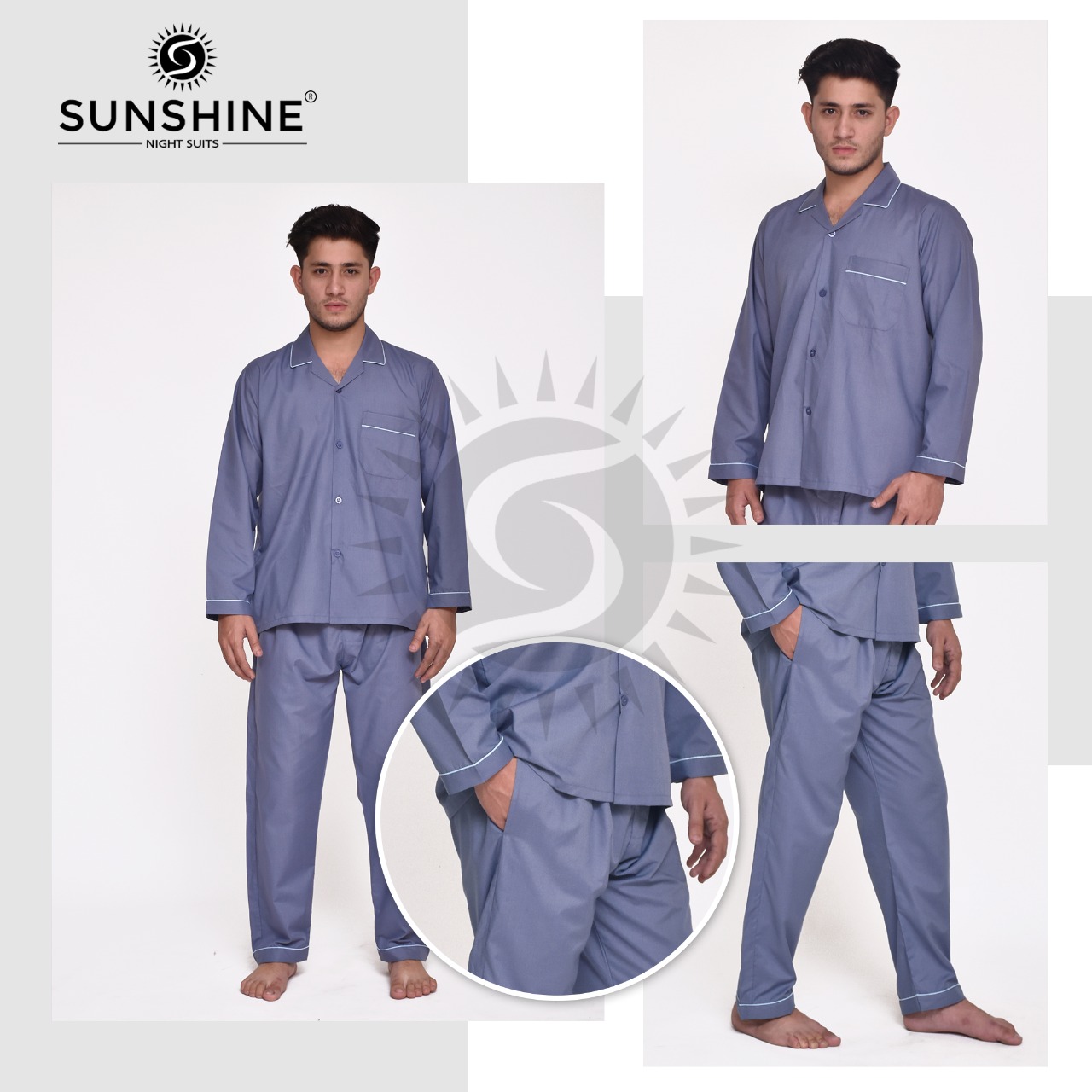 Gents Plain Nightwear | Waikawa Grey | Pajamas - Nightwears